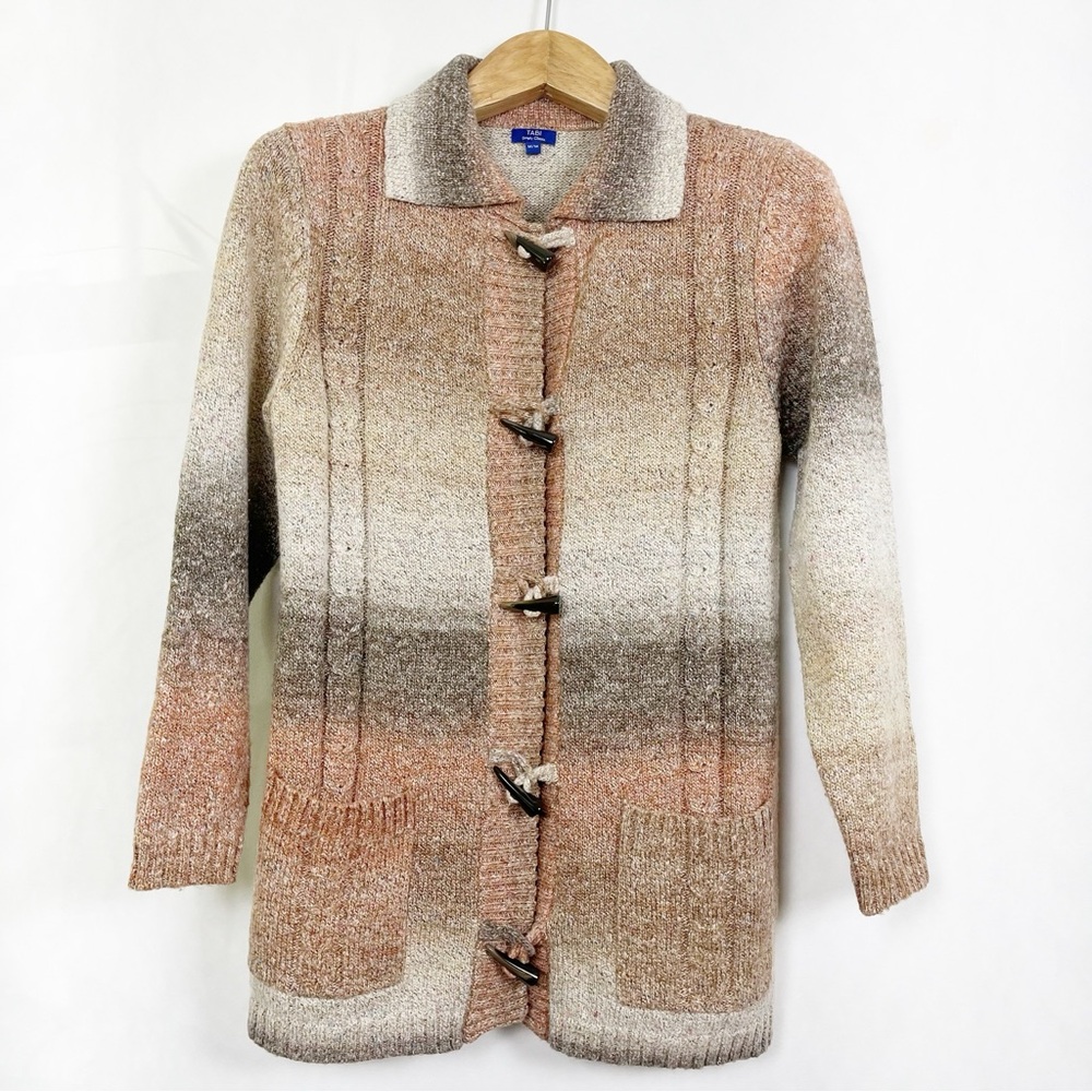 Vintage TABI Cable Knit Buttoned Long‎ Cardigan Sweater Jacket Size Medium